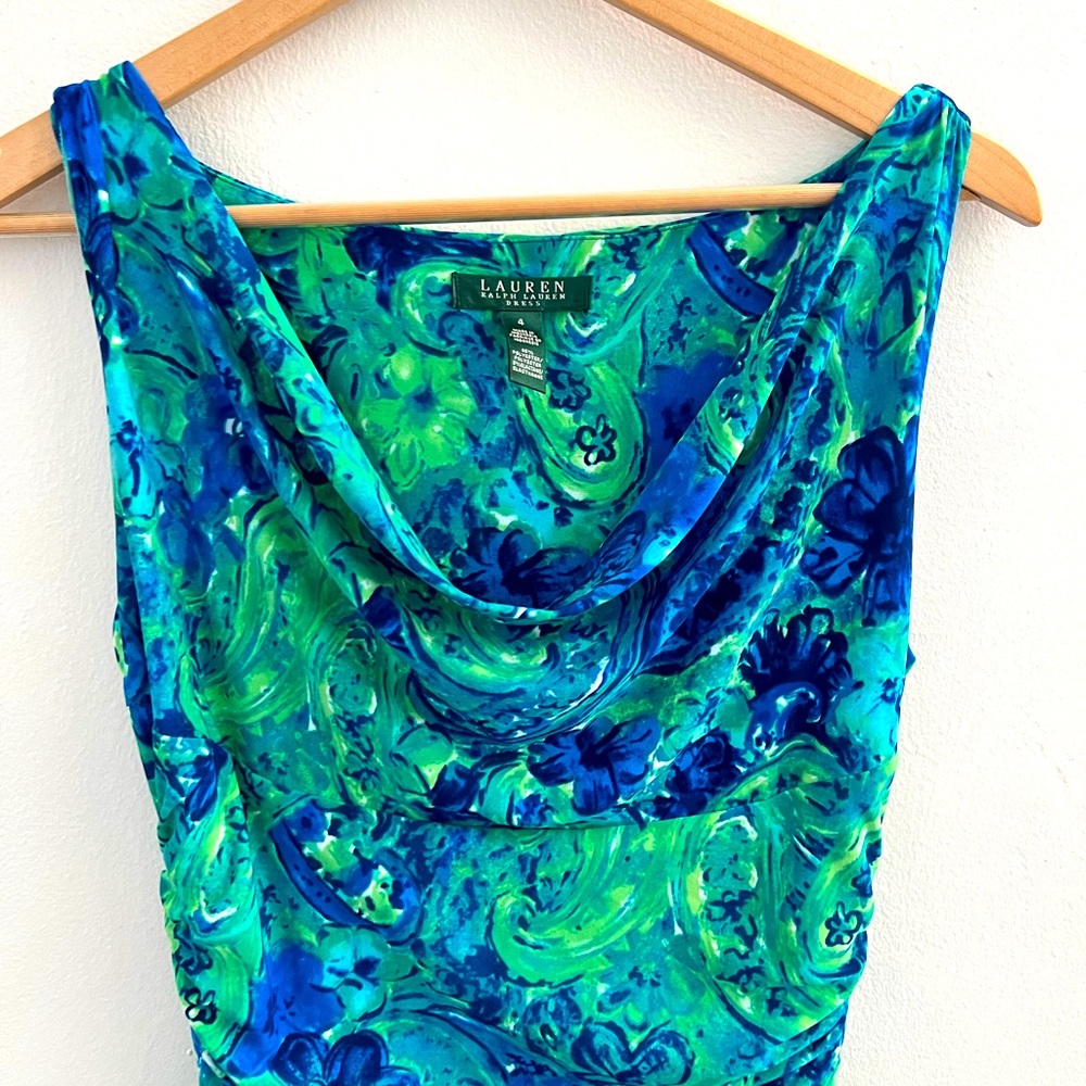 Lauren for RL Blue and Green Sleeveless Dress 4